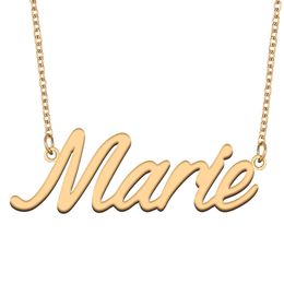 Marie name necklace pendant Custom Personalised for women girls children best friends Mothers Gifts 18k gold plated Stainless steel