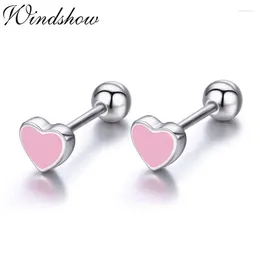 Stud Earrings Cute Small Black Heart 925 Sterling Silver Screw For Women Girls Children Baby Kids Jewelry Orecchini Aros Aretes