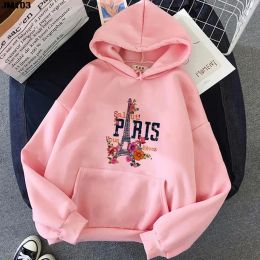 Sweatshirts Casual Long Sleeve Womens Hoodie Pullover Harajuku Female Clothing Fall/Winter Fashion Paris Eiffel Tower Printed Top Sweatshirt