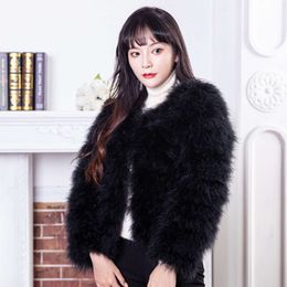 Domestic Sales Autumn And Winter New Ostrich Long Sleeved Haining Fur Coat For Women 406205