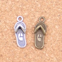 89pcs Antique Silver Plated Bronze Plated flip flops slipper Charms Pendant DIY Necklace Bracelet Bangle Findings 21 8mm252c