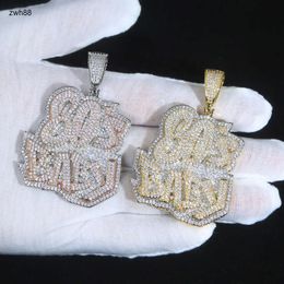 Jewellery designer Two Tone Gold 3D Shaped Micro Pave Iced Out Moissanite Bling Meaning Letter Design 80S Baby Hip Hop NecklaceHipHop