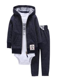 BABY BOY GIRL CLOTHES SET cotton long sleeve hooded jacket pant rompers new born infant toddler outfits unisex newborn clothing Y25129976