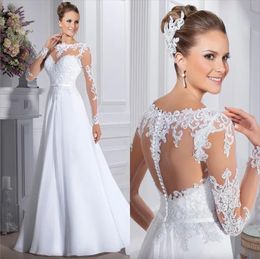 2024 nova chegada uma linha vestidos de casamento manga longa rendas appliqued plus size vestido de noiva vestidos de noiva