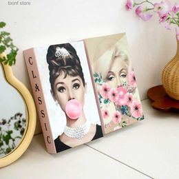 Decorative Objects Figurines Luxury Fake Books for Decoration Simple Living Room Decoration Coffee Table Ornaments Remote Control Storage Box Prop Books T240309
