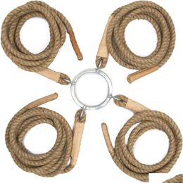 Other Sporting Goods 4-Way Tug Of War Ropes Four 5M Jute Twine With Steel Ring For 30 Players Drop Delivery Sports Outdoors Dhbcf