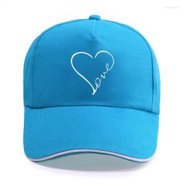 Ball Caps Fashion Love Heart Funny Print Baseball Cap Unisex Women Men Casual Cotton Hat Snapback Hats Trucker Sun-Hats