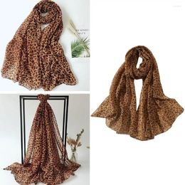 Scarves Fashion Leopard Printed Shawl For Women Long Wide Chiffon Muslim Costumes Accessories Spring Summer Lady Hijab Wrap L1S1