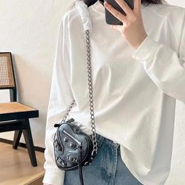 Evening Bags Fashion Heart Shape Small PU Leather Shoulder For Women Rivet Chain Design Purses And Handbags 2024 Trend Lipstick Tote