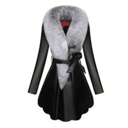 Jackets Faux Fur Coat Women Winter Female Sheepskin Coats Pure Color Faux Fox Fur Collars Snap Fastener Furs