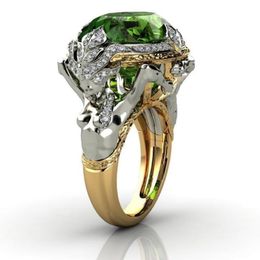 HOYON 14K Yellow Gold Colour Emerald Gemstone Ring for Women Fine Anillos De Anel Bijoux Femme Jewellery Bizuteria Jade 220803260S