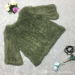 New And Fashionable Color Scheme, Real Rabbit Fur Grass Pullover, Women's Short Winter Coat, Handmade Woven Coat 826666