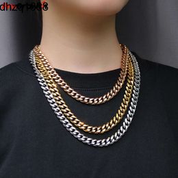 Hip Hop Cuban Chain Necklace Fashion Jewellery Popular 18k Gold Plated Minimalist Snake Bone Chain Titanium Steel Men Women Street