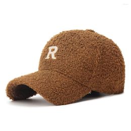 Ball Caps Winter Vintage Women Plush Baseball Snapback Hat Lamb Fur Hats Peaked Cap Hip-hop Street Female Korean Warm