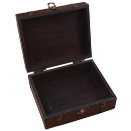 Wooden Vintage Lock Treasure Chest Jewelry Storage Box Case Organiser Ring Gift250q