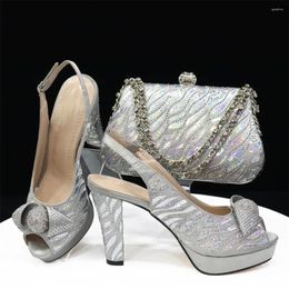 Dress Shoes Nigerian Fashion Ladies Sandal And Purse Set For Wedding Party Italian Style High Heels