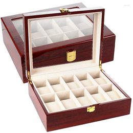 Watch Boxes Wooden Case Box Display Jewellery Holder Organiser For Men With Large Glass Lid And Removable Pillow Women