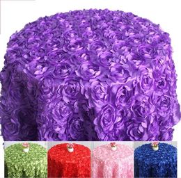 Various colours Round Table cloth rosette embroider table cover 3D rose flower design for wedding party el round2195703