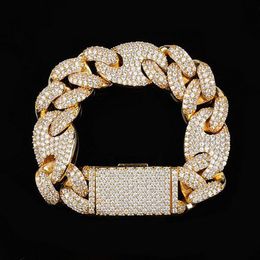 20mm Iced Cuban Oval Link Diamond Bracelet 14K White Gold Plated Cubic Zirconia Jewellery 7inch 8inch 9inch Mariner Cuban Link Chain237B