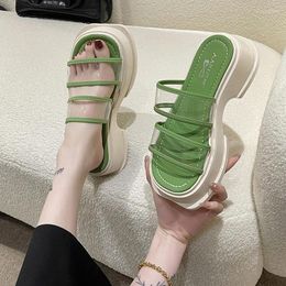 Slippers Style Solid Colour Women Sandals 2024 Fashion Simple Shoes Outdoor Casual Transparent Strappy For