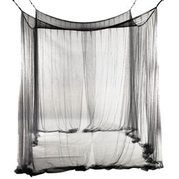 New 4-Corner Bed Netting Canopy Mosquito Net for Queen King Sized Bed 190 210 240cm Black279O