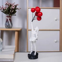 Decorative Objects Figurines Art Balloon Girl Statues Banksy Flying Balloon Girl Sculpture Resin Craft Home Decoration Christmas Gift Living Room Decoration T240