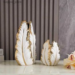 Vases Nordic light luxury gold painted ceramic high-end vases Personalised living room porch decoration TV cabinet creative home d L240309