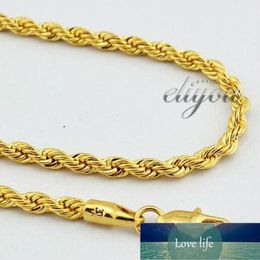 New Fashion Jewelry 4mm Mens Womens 18K Yellow Gold Filled Necklace Rope ed Chain Gold Jewellery DJN86 Factory expert d280G