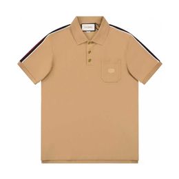 G family verified the correct version of summer short sleeved lapel embroidered polo shirt for boys khaki striped contrasting t-shirt