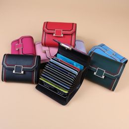 2020 Leather Wallet Small woman's wallet Mini Soft cowhide Short Pure Colour Credit Card Wallets & Holders Black Ze278b