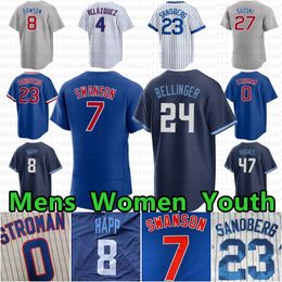 24 Cody Bellinger 7 Dansby Swanson Baseball Jersey Marcus Stroman Ernie Banks Seiya Suzuki Ian Happ Nico Hoerner Ryne Sandberg Christopher Morel Pete Crow-Armstrong