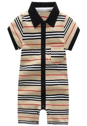 Retail whole baby boys Striped casual knitted romper infant newborn kids gentleman thin cotton onepiece onesies Jumpsuits chi31013399103