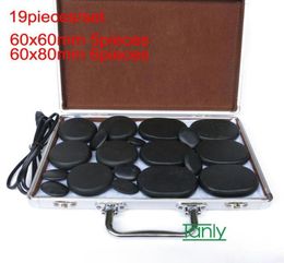 19pcs set Massage stones massage lava Natural Energy massage stone set spa rock basalt stone with heater box234Z6856175