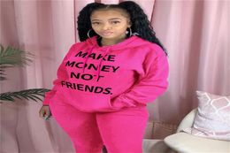 Make Money Not Friends Letter Top Plus Size Women Coat Sweatshirts Pullover Hoodie Sweater Jacket Winter Warm Tops Outwear Clothes3300002