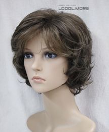 Dark Brown Mix Curly Women ladies Daily Fluffy Hivision Synthetic Wig TLD036 for women wig deliver2340368