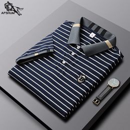 polo shirt men Summer high quality Mens short-sleeved polo shirt Cotton stripe Mens business casual polo shirt M-4XL 3661 240229