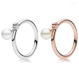 Cluster Rings Rose Contemporary Pearl With Ring 925 Sterling Silver For Women Wedding Party Gift Europe Fine Jewelry