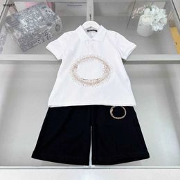 Brand kids tracksuits Gold circular logo print T-shirt set baby clothes Size 120-170 CM designer Short sleeve POLO shirt and shorts 24Mar