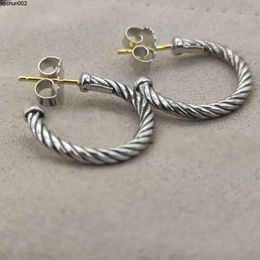 Designer Dy Twisted Pearl Headdy American Fashion Brand Jewellery Cable Hoop Earrings in Sterling Sier for Womens D75n