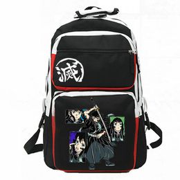 Tokitou Muichirou backpack Demon Slayer daypack Kimetsu No Yaiba school bag Cartoon Print rucksack Casual schoolbag White Black day pack