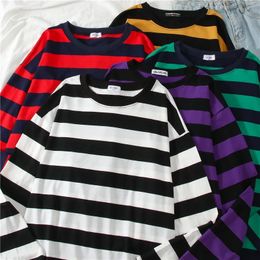 5 Colour Cotton Purple Striped Tops Slim Fit t shirt Harajuku Tshirt Summer Long Sleeve Korean Feminina oversized 240223