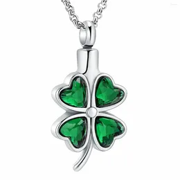 Pendant Necklaces Crystal Heart Clover Cremation Small Urns For Ashes Keepsake Necklace Memorial Jewellery