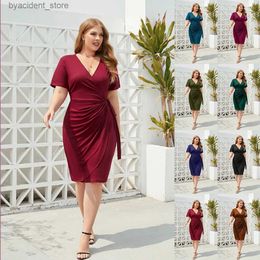 Urban Sexy Dresses Oversized Womens Clothing Oversized Solid Color Casual Vacation Dress with Straps Vacation V-neck Mid Length Dress L240309