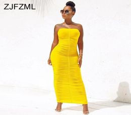 Sexy Backless Ruched Wrap Dress for Women Sleeveless Bodycon Causal Maxi Dresses Plus Size High Waist Solid Package Hip Dress13345251