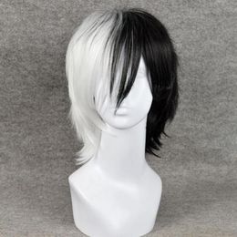 Short Black Mixed White Dangan Ronpa Monokuma Perucas Cosplay Wig peruca Cosplay Wigs83242781654761