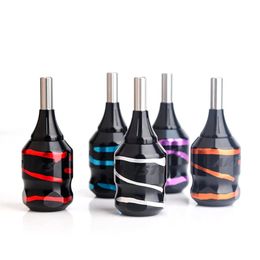 Electroplated Carved Handle30mm Aluminum Alloy Tattoo Grip With Back Stem Handle Grip Tattoo Tube Tip Kit Multi Color 240226