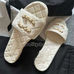 NEW TOP Designer Slipper Flat Sandal Summer Brand Shoes Classic Beach Sandals C Casual Sandel Woman Outdoor High Quality Slippers Genuine Leather Sandels 354 590 165