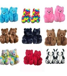 Plush Teddy Bear House Slippers Brown Women Home Indoor Soft Antislip Faux Fur Cute Fluffy Pink Slippers Women Winter Warm Shoe4353442