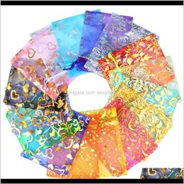 Pouches Chanfar 500Pcs 9X12Cm Organza Bags Jewelry Wedding Favors Party Pattern Printed Dable Packaging Display Gift Po274Q