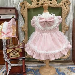 Dog Apparel Cotton Handmade Pet Clothes Korean Pink Lace Princess Dress For Small Medium Yorkshire Poodle Puppy Skirts Outfits